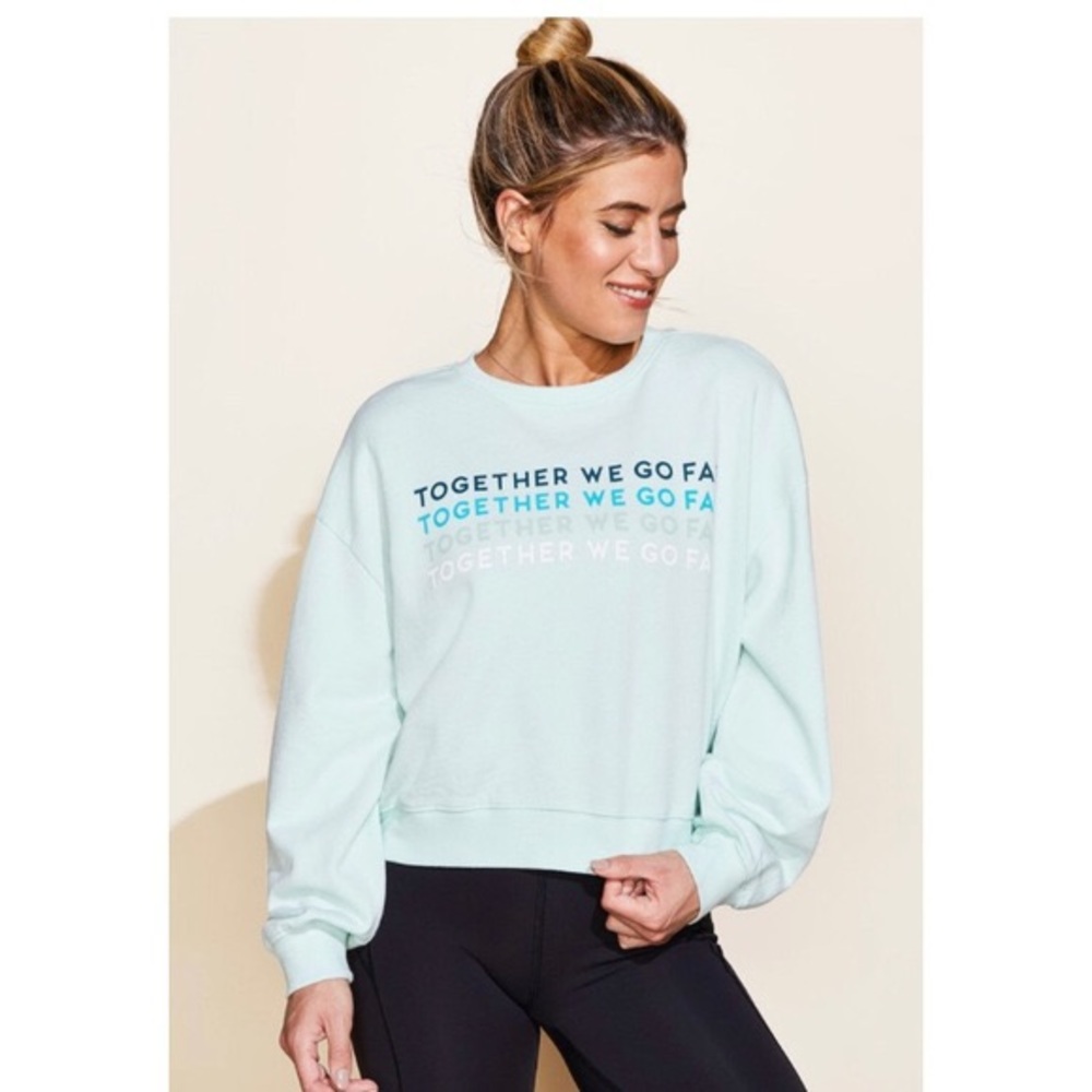 BNWT Peloton Together We Go Far mint crew neck